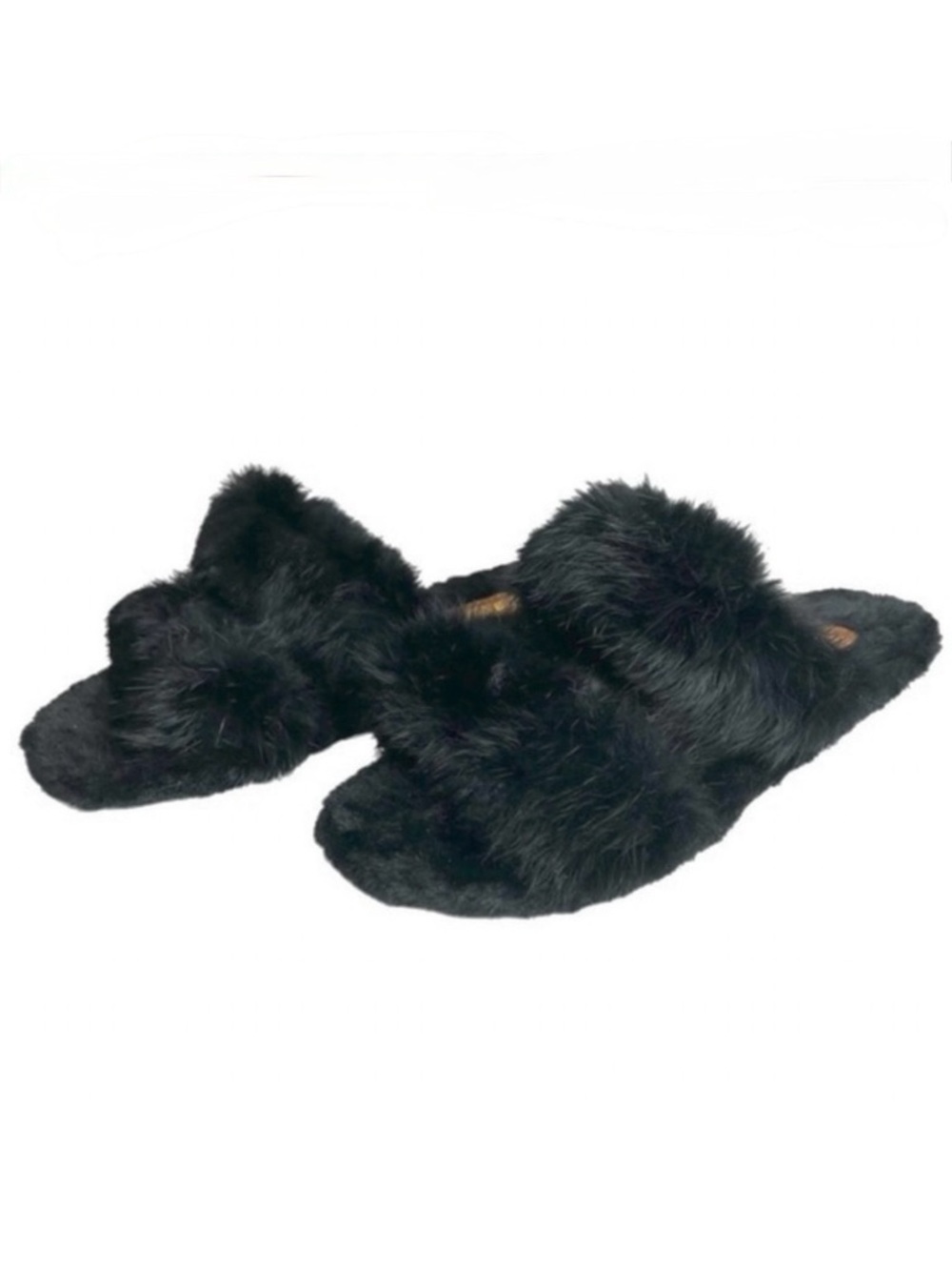 Fashion Genuine Fur Slide Ons Black Slippers